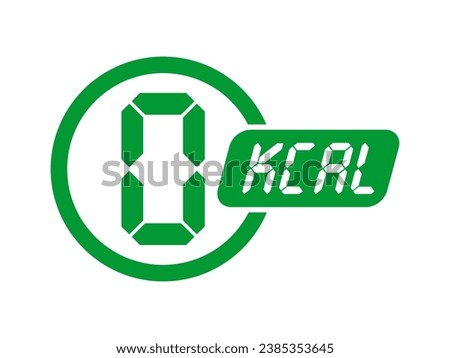 0 kcal vector icon label badge with digital font style alphabet. Zero calorie green logo. vector illustration