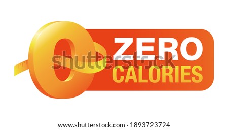 0 kcal, zero calories badge - stamp for packaging - zero icon with measuring tape