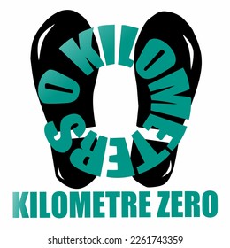 0 kilometers word or kilometre zero word on white background. Vector illustration