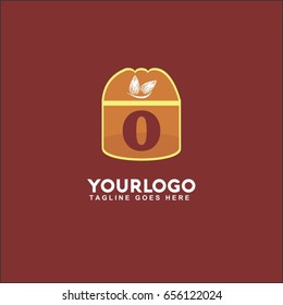 0 letter abstract illustration logo. Vector nut, almond, walnut, peanut, pistachio and hazelnut. 