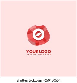 0 letter abstract red stone and diamond logo symbol. Isometric circle line logotype fashion. Brand identity for your business