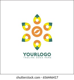 0 letter colorful overlay logo with circle part shapes. 