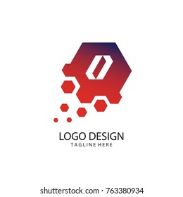 0 Letter Design Vector With Hexagon