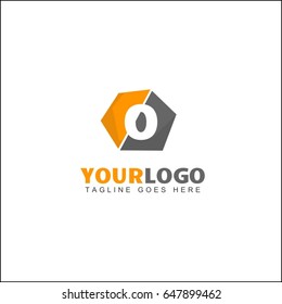 0 letter hexagonal geometric logo concept