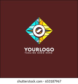 0 letter mosaic in the circle logo. sea stones. bright vector