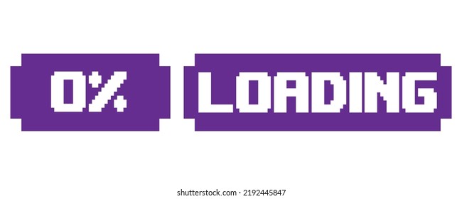 0% Loading vector art illustration percentage counter sign label with fantastic font and purple white color