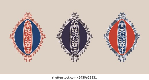 0 logo. Number zero illuminated gothic monogram with naturalistic flowers ornament. Dark age german drop cap. Classic medieval red and blue Latin initials font based on XIV century manuscript.