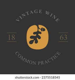 0 logo. Number zero with oak leaf and acorn. Negative space style circle emblem. Vector icon for your ecology identity, royal brand, organic nature symbol, university coat of arms, vintage label.