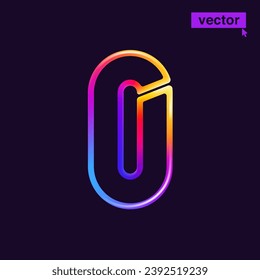0 logo. Number zero in vivid neon line style. Rainbow gradient icon for Sale banner. Colorful vector emblem for Special Price design, Discount Offer labels, Coupon Template, futuristic identity etc.