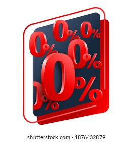 0 bedeutet kostenlos - Null Perzentimeter Provision Banner oder Poster für Kreditangebote - einzelne Vektorgrafik mit vielen Null- und Prozent-Symbolen