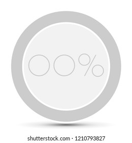 0% Minimal Flat white plane progress button  with shadow. well aligned loading graphic vector 