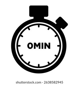 0 Minute Timer Vector, Stopwatch Icon for Countdown of Time Management.
