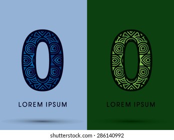 0 ,Number, Abstract, font, concept filigree, floral, natural, water and leaf graphic, vector.