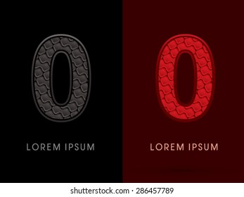 0 Number, Abstract Font, Text, Typography, concept luxury hot and dark, red and black, pattern, graphic vector.