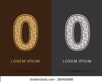 0 Number, Abstract Font, Text, Typography, concept  luxury gold and silver pattern, graphic vector