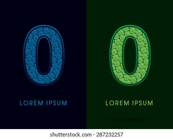 0 Number, Abstract Font, Text, Typography, concept luxury natural blue and green, pattern, graphic vector