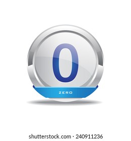0 Number Circular Vector Blue Web Icon Button
