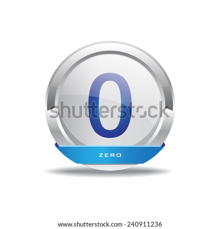 0 Number Circular Vector Blue Web Icon Button