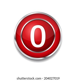0 Number Circular Vector Red Web Icon Button