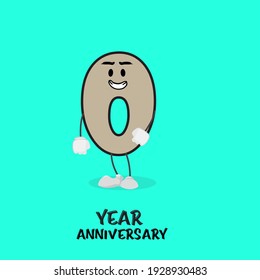 0 NUMBER CUTE YEAR ANNIVERSARY CELEBRATION DESIGN VECTOR TEMPLATE ILLUSTRATION