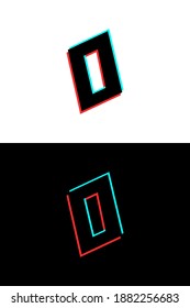 0 number font made of glitch, stereo effect. Dynamic, split red and blue color. For dj logo, electromusic posters, bright logo and more. Vector illustration