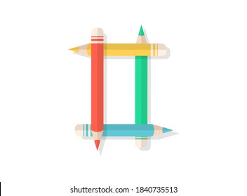 0 number font made of multicolored pencils. Vector design element for logo, banner, posters, card, labels etc. 