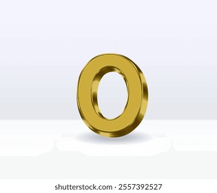 0 Number Gold With White 3D Render With Background.