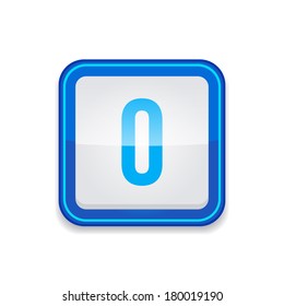 0 Number Rounded Corner Square Vector Blue Web Icon Button