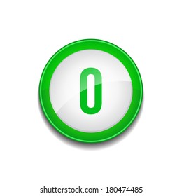 0 Number Sign Circular Green Vector Web Button Icon