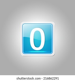 0 Number Square Vector Blue Web Icon Button