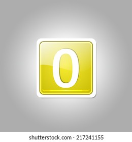 0 Number Square Vector Yellow Web Icon Button