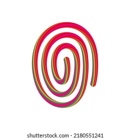 0 number with swirl candy. Vector candy and sugar font for bright logo, your application, sweet identity and more