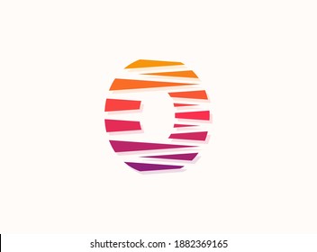 0 number trendy gradient color logo with diagonal lines. Sliced design perfect for creative poster, brand label, social media , corporate identity and more