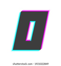 0 número vector glitch, tipo de letra color de moda. Para logotipo de aplicación móvil, afiche creativo, elemento de diseño y más