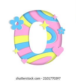 0 Numeric Number Abstract Paper Lively Flower Heart Sparkle Shine Blue Pink Yellow Mountain Geography Contour Map 3D Layer Line Cutout Card Web Banner