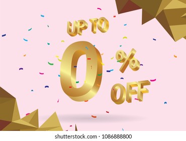 0% OFF Discount Sticker. Sale Red Tag Isolated Vector Illustration. Discount Offer Price Label, Vector Price Discount Symbol.