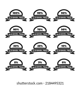 0 percent to 100 percent alcohol-free label in black and white and simple style