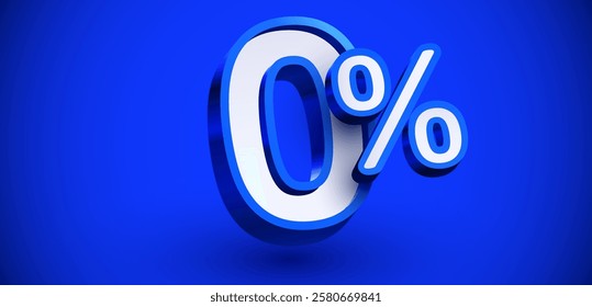 0 percent. 3d number 0. Sale banner. Vector illustration.