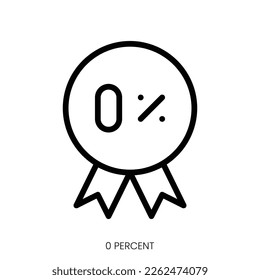 0 percent icon. Line Art Style Design Isolated On White Background