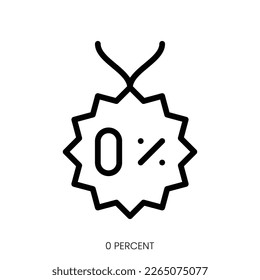 0 percent icon. Line Art Style Design Isolated On White Background