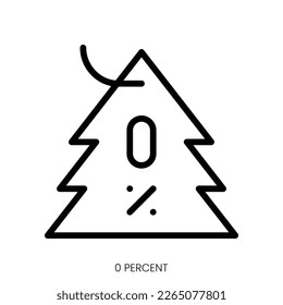0 percent icon. Line Art Style Design Isolated On White Background