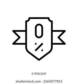 0 percent icon. Line Art Style Design Isolated On White Background
