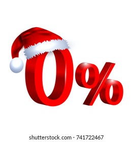 0 Percent Rate Limited Christmas Offer. 3D Vector Illustration
