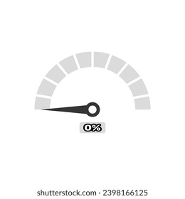 0 percent Speedometer icons. Vector illustration in flat design style.