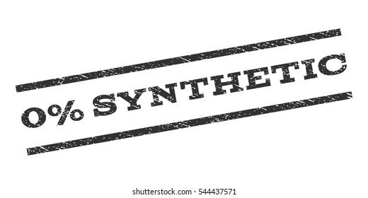 0 Percent Synthetic watermark stamp. Text tag between parallel lines with grunge design style. Rubber seal stamp with scratched texture. Vector gray color ink imprint on a white background.