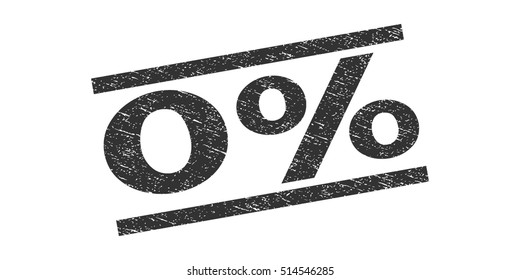 0 Percent watermark stamp. Text tag between parallel lines with grunge design style. Rubber seal stamp with unclean texture. Vector gray color ink imprint on a white background.