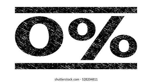 0 Percent watermark stamp. Text tag between horizontal parallel lines with grunge design style. Rubber seal black stamp with dust texture. Vector ink imprint on a white background.