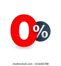 0 percent - zero percent sticker -  credit without commission symbol of 0%