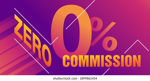 0 percents banner - zero commission special offer layout template with 3D abstract elements on bright background - vector promo limited offers flyer