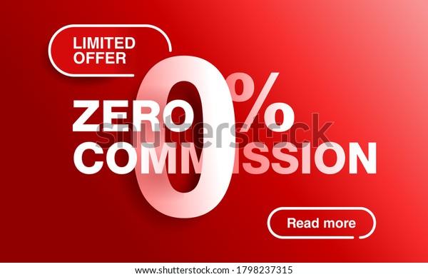 0 percents red banner - limited time\
special offer template - zero commission limited offers message for\
web, poster, promo materials - vector\
layout